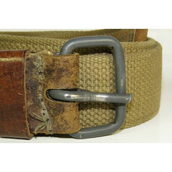 Canvas / leather enlisted man belt., 115 cm.. Espenlaub militaria
