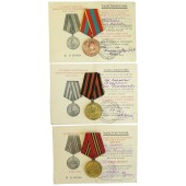 Three medals with documents issued to senior sergeant Gagolkin Ivan