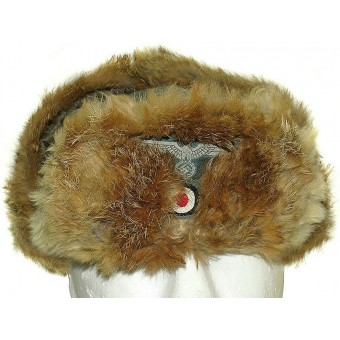 Wehrmacht winter fur hat with sewn-in insignia.. Espenlaub militaria
