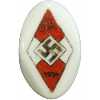 21 June 1934 HJ pin. German Hitler Youth Sport Participation Pin