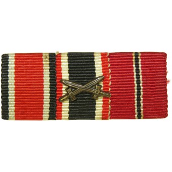 German soldier ribbon bar, EK II, KVK w/swords, Eastern campaign medal. Espenlaub militaria