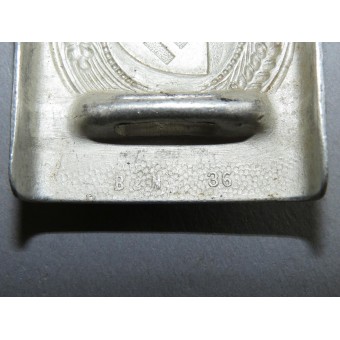 RAD belt buckle, aluminum, early 1936 marked example by Berg&Nolte. Espenlaub militaria