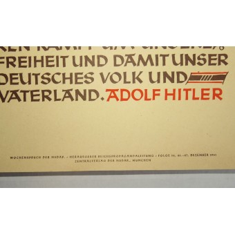 NSDAP weekly quotes poster.  God! You see, we have changed.  A. Hitler. Espenlaub militaria