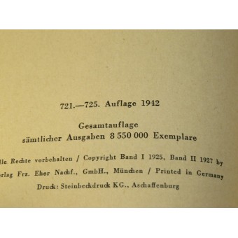 Adolf Hitler- Mein Kampf. Original issue, 721-725 Auflage from 1942. Espenlaub militaria