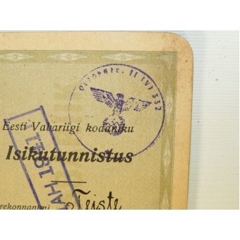 Estonian pre war citizens passport with two remarks from occupied authorities, USSR and German. Espenlaub militaria