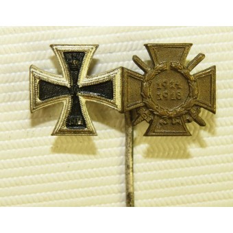 Iron cross 1914 and Ehrenzeichen für  Frontkämpfer 1914-1918. Miniature stickpin. Espenlaub militaria
