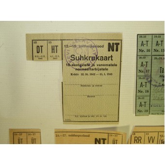 WW2 period, food and tobacco demand cards/ coupons issued in occupied Estonia. Espenlaub militaria