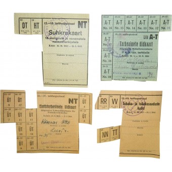 WW2 period, food and tobacco demand cards/ coupons issued in occupied Estonia. Espenlaub militaria