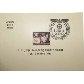 First day post card Deutsche Post Osten ein Jahr Generalgouvernement 26 Oktober 1940. Lublin