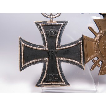 WW1 veteran medal bar - Silver EK 1914 and Hindenburg cross. Espenlaub militaria