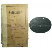 WW1 Alsatian German Soldier's paybook and ID tag, Karl Bieth