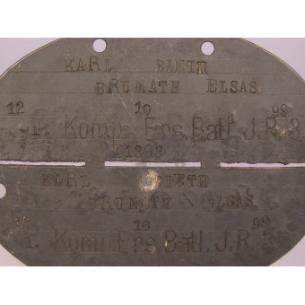 WW1 Alsatian German Soldiers paybook and ID tag, Karl Bieth. Espenlaub militaria