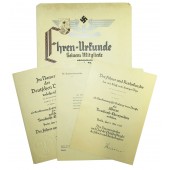 A set of award documents for a railway official of the Third Reich