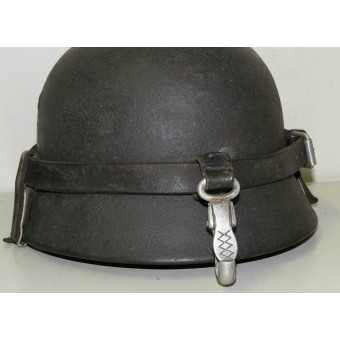 Wehrmacht Heer or Waffen SS black helmet carrying strap. Espenlaub militaria