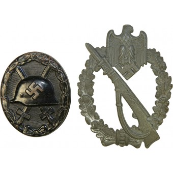 WW2 badges: Infantry Assault badge and Wound badge.. Espenlaub militaria