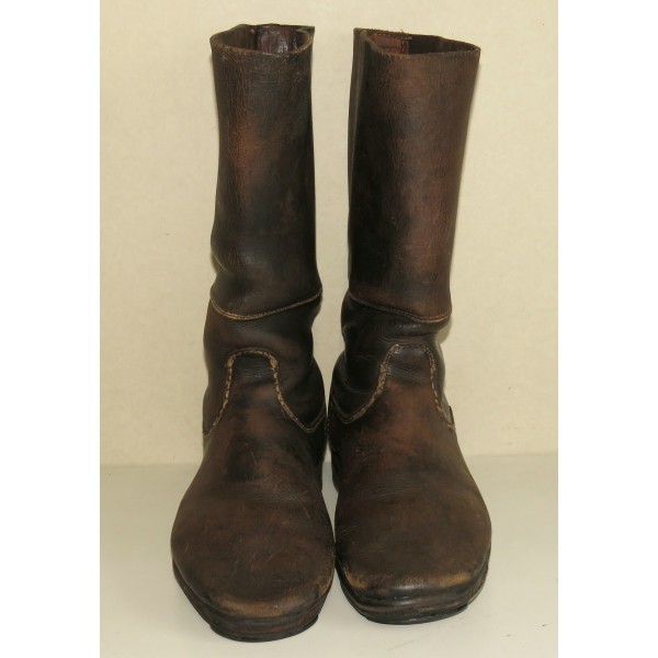 brown leather long combat boots 