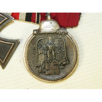 Award bar with Schinkel type Iron cross 1939, second class, marked SW and Winterschlacht im Osten medal. Espenlaub militaria