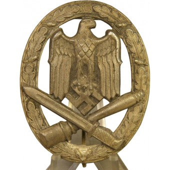 German Army Wehrmacht Heer or Waffen SS General assault badge -  Allgemeine Sturmabzeichen. Silvered zinc. Espenlaub militaria