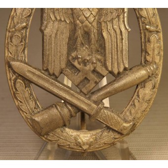 German Army Wehrmacht Heer or Waffen SS General assault badge -  Allgemeine Sturmabzeichen. Silvered zinc. Espenlaub militaria