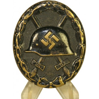 WW2 German black wound badge- yellow brass, unmarked. Espenlaub militaria