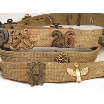 Canvas belt with German insignia, pins and ciphers. Espenlaub militaria