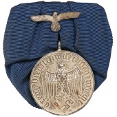 Long Service Wehrmacht Medal - 4 Years on a ribbon bar. Magnetic