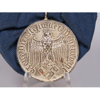 Long Service Wehrmacht Medal - 4 Years on a ribbon bar. Magnetic. Espenlaub militaria