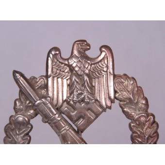 Otto Schickle Infantry assault badge, featuring a small based hinge. Hollow. Espenlaub militaria