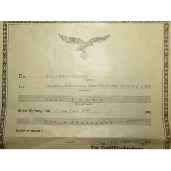 Set of 2 Award documents to Luftwaffe Medical Unteroffizier. Espenlaub militaria