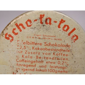 Scho-ka-kola 1941 chocolate can with original content, Wehrmacht. Espenlaub militaria
