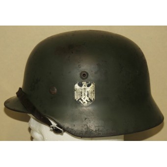Wehrmacht m35 NS64/E.084 Steel helmet, complete, double decal. Espenlaub militaria