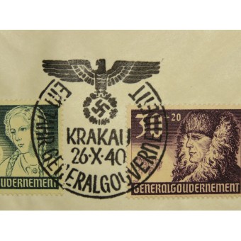 Envelope of the first day dedicated to the anniversary of the first year of the Generalgouvernement