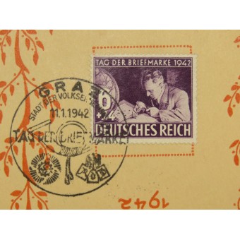 First-day postcard dedicated to the Day of the Postage Stamp in Graz January 11, 1942. Espenlaub militaria