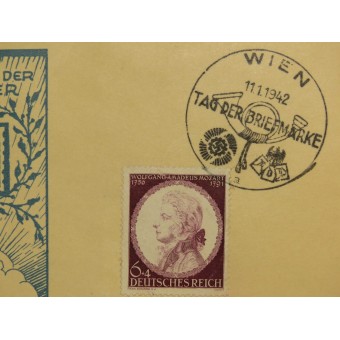 First day postcard dedicated to the Day of the Postage Stamp in Vienna January 11, 1942. Espenlaub militaria