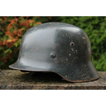 M 35 NS 64 ex DD Wehrmacht Heer, Luftwaffe re-issued steel helmet. Espenlaub militaria
