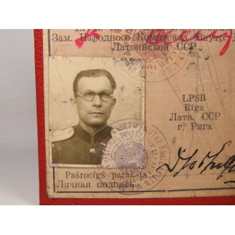 NKVD of Latvian SSR ID Certificate. Peoples Commissariat of Internal Affairs, 1945.. Espenlaub militaria
