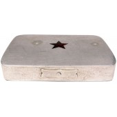 Aluminum cigarette case of the Red Army with a star