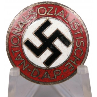 Member badge - NSDAP: Hermann Aurich Dresden M1 / 105 RZM. Carrot enamel. Espenlaub militaria