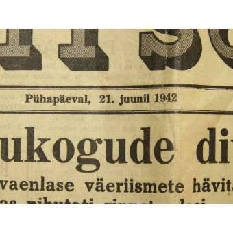 Estonian language ww2 period newspaper Eesti sõna, 21. June 1942. Espenlaub militaria