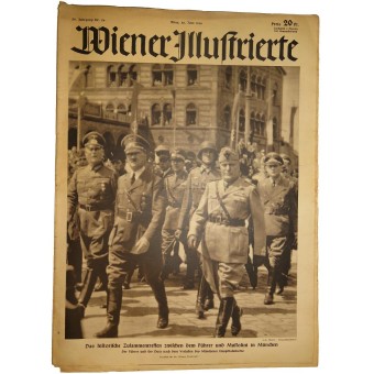Wiener Illustrierte, Nr. 26, June 1940, The historic meeting of  Führer and Mussolini in Munich. Espenlaub militaria