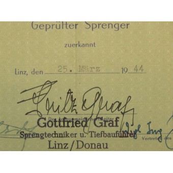 3rd Reich DAF Certificate for getting a profession of demolition man. Espenlaub militaria