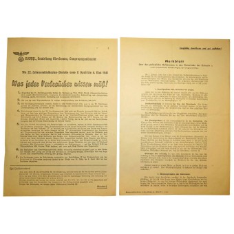 3rd Reich. Reminders and instructions. Read and keep in a safe place!. Espenlaub militaria