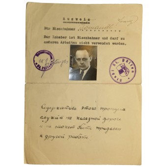 Ausweis for austrian Railway worker issued by Soviet side. Espenlaub militaria