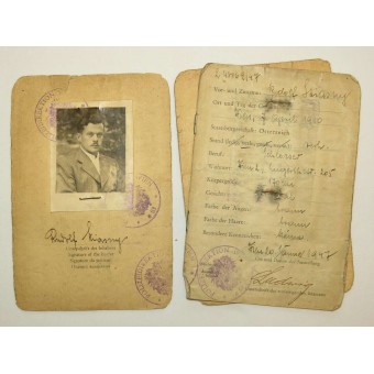 Identity Card, moving inside of occupied Austria after WW2. Espenlaub militaria