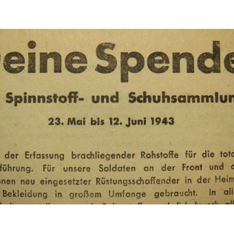 Leaflet: second hand wear collecting. Espenlaub militaria