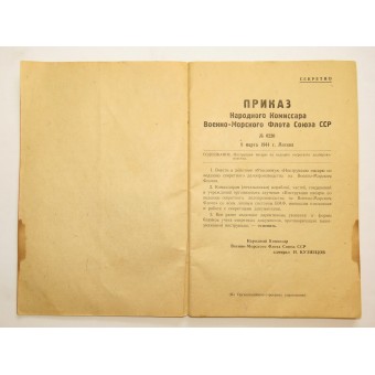 Red Fleet Peoples commissar order No 0220, march,08 1944. Espenlaub militaria