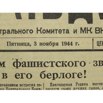 The newspaper Pravda 3. November 1944. Espenlaub militaria