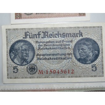 1, 5 and 20 Reichsmark for occupied Eastern territories- Ostland. Espenlaub militaria