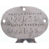 Handmade Kriegsmarine ID disc: Wilhelm Hagedorn, Nordsee, Flottendiest