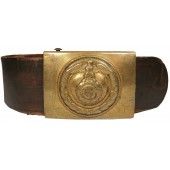 Early SA assault troop's belt with a running swastika brass buckle